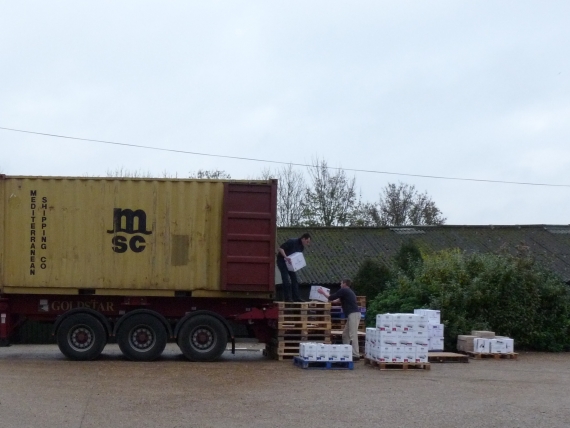 South American container - Phil & Francois unloading